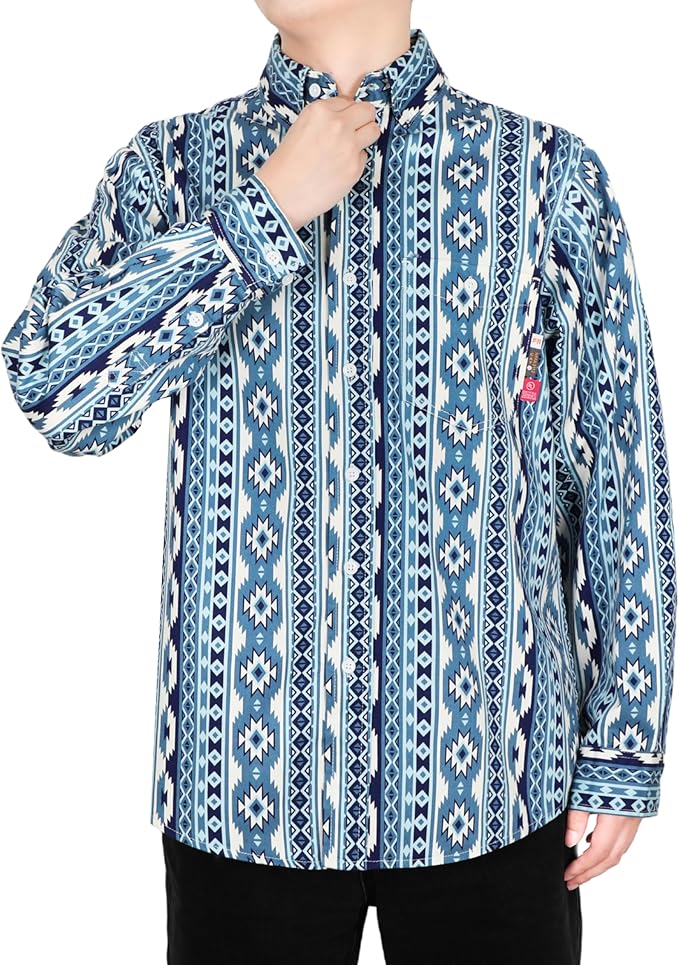 KONRECO FR Shirts for Men 100% Cotton 6.5oz Fire Resistant Lightweight Men's Plaid Work Shirts