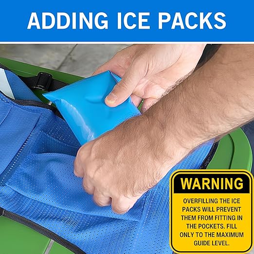 Cooling Vest for Men & Women - Adjustable Lightweight Ice Vest, S-XXL, Includes 8 Ice Packs, Ideal for Motorcycle, MS, Mascots & Outdoor Stay Cool Activities