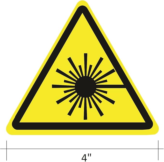 Pack of 5 Laser Beam ISO Safety Stickers – 4"x4" Waterproof Vinyl Decals for Windows, Cars, Boxes, Containers, Equipment – Indoor/Outdoor Warning Labels