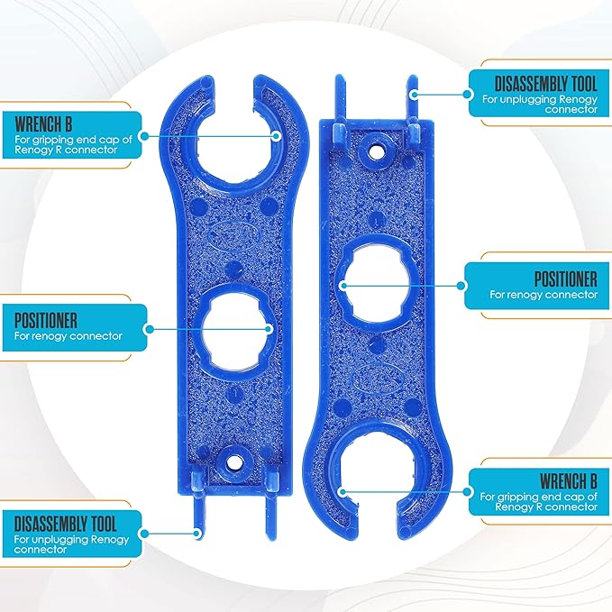 Houseables Solar Wire Connectors, Solar Connector, Crimping Tool, Disconnect Tool, Crimper, Connector Kit, PV Kit, Household, Panel, Cable, 51PC, 12 Pairs 4mm, 2 Spanner Wrench, AWG 14-10, 2.5/4/6 mm²
