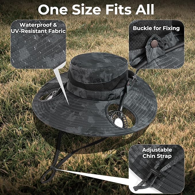 AMACOOL Bucket Hat Fan, Gifts for Him Father Dad Husband, Fishing Essentials for Men Women Camping Hiking Beach Gardening