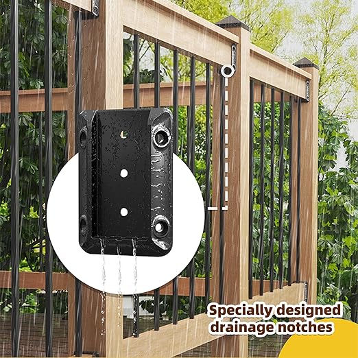 40 Pcs Deck Railing Bracket Connectors for 2"×4" (Actually 1.5"x3.5") Wood Post to Handrail Connection, Railing Connectors with 280 Pcs Galvanized Black Screws for Wooden Stair Fence Railings