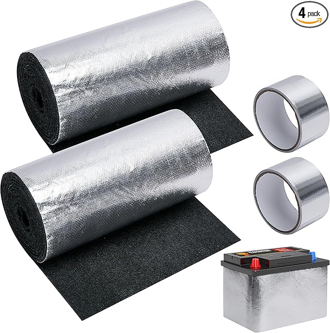 2 Set of 82.6 x 7 Inches Car Battery Insulation Kit,Universal Battery Blanket for Cold Weather Protector,Car Battery Insulation Cover for Vehicle Truck RV Batteries