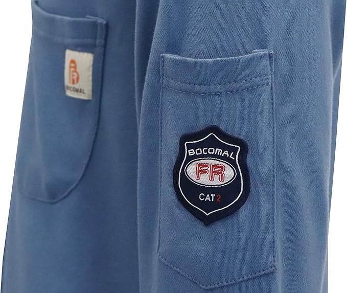 BOCOMAL FR Shirts 5.5oz Light Weight Henley and Short Sleeve Flame Resistant/Fire Retardant Clothing Shirt