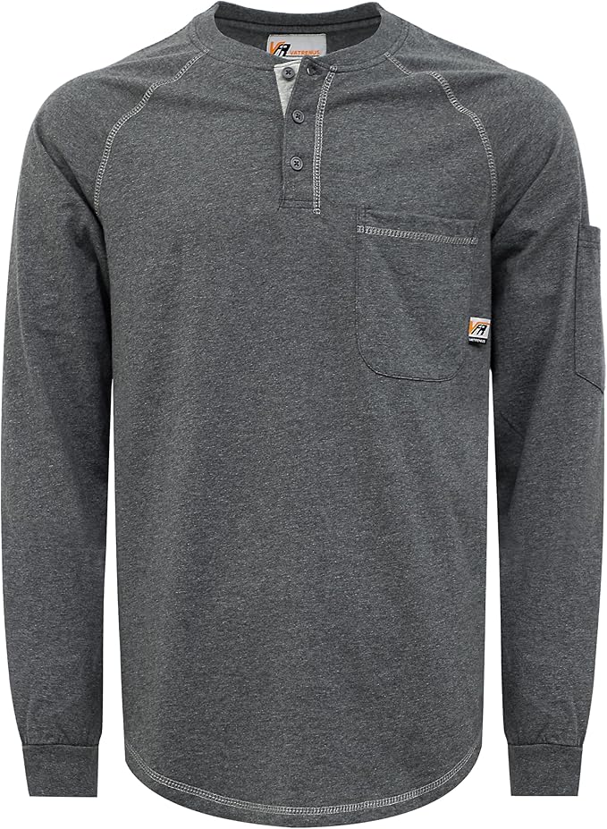 VATRENUS FR Shirts Henley 5.5oz 100% Cotton Flame Resistant Long Sleeve T-Shirts