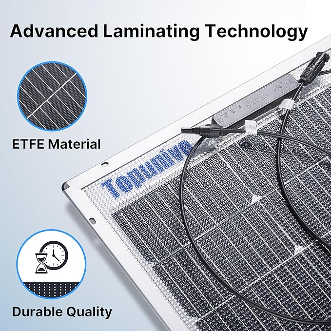 Bifacial 100W 12V Solar Panel 9BB Monocrystalline Cell 12 Volt for Marine RV Trailer Boat Cabin Van Car Uneven Surfaces 12V Battery Charge