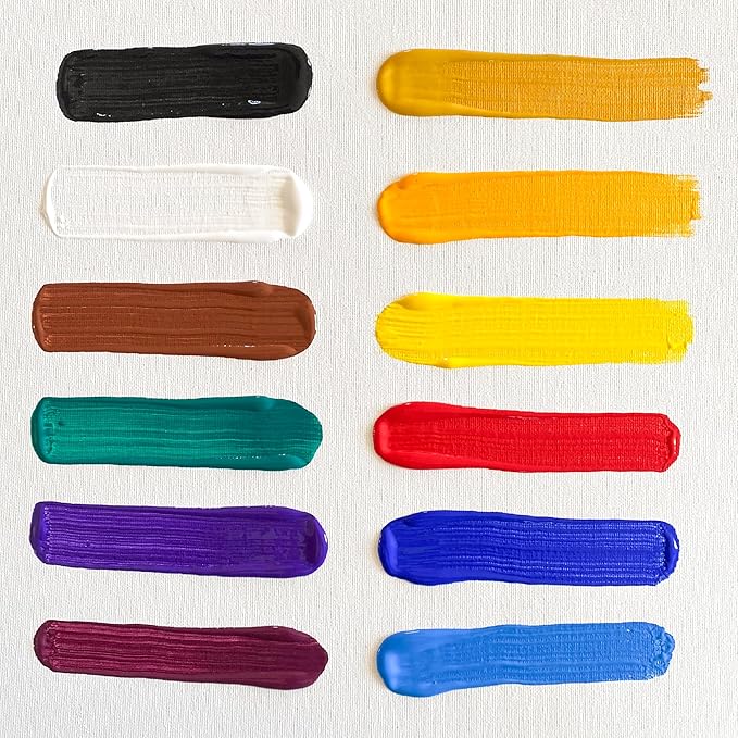 milo Acrylic Paint Set of 12 Colors | 16 oz Bottles | Student Primary Colors Acrylics Painting Pack | Made in the USA | Non-Toxic Arts & Crafts Paints for Artists & Hobby Painters