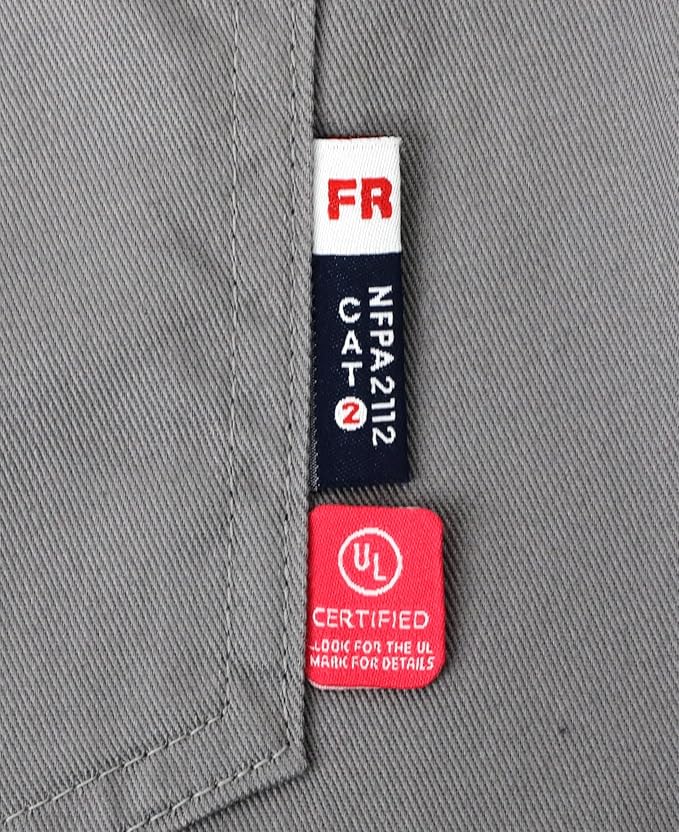 BOCOMAL FR Shirts Pearl Snaps Two Tone Plaid/Solid Flame Resistant Cotton Welding Shirt NFPA 2112 CAT 2