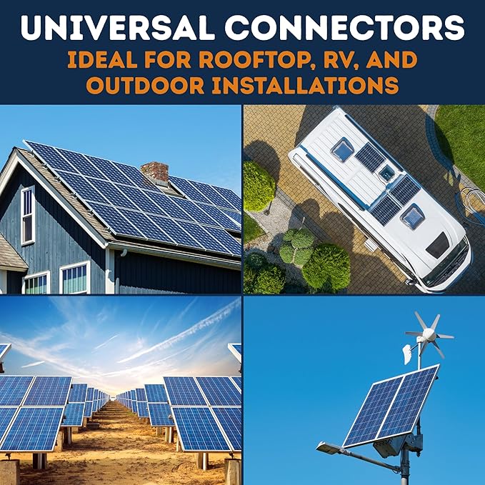 XYRIS Solar Connectors T Branch 1 to 4 for Solar Panels, Solar String Splitter/Joiner (M/FFFF+F/MMMM 1 Pair)