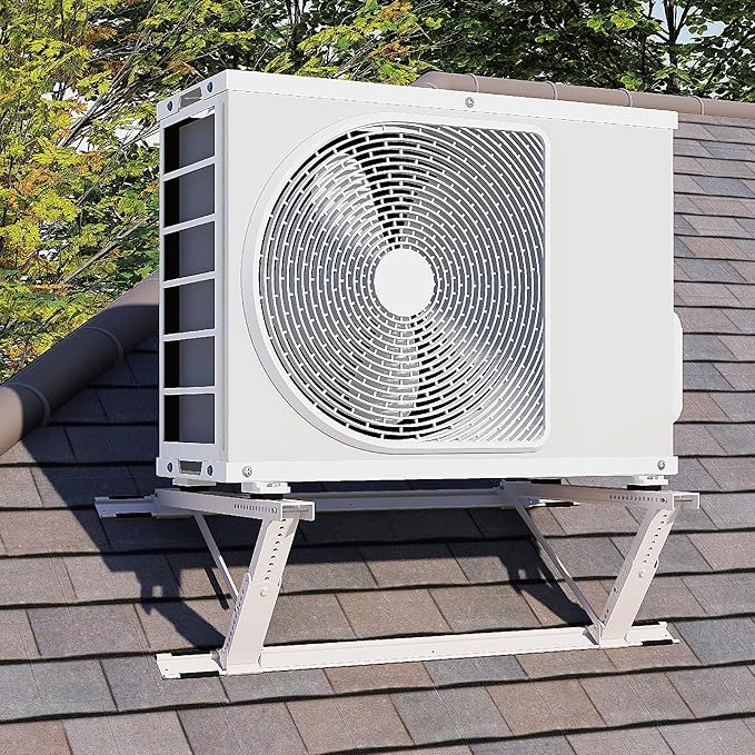 WeCooper Rooftop Mini Split Mounting Bracket 9000to24000BTU,Heavy Duty Adjustable Roof Bracket More Stability&Level for Ductless Minisplit AC Condenser Unit&Heat Pump,Support to 335LB Off White