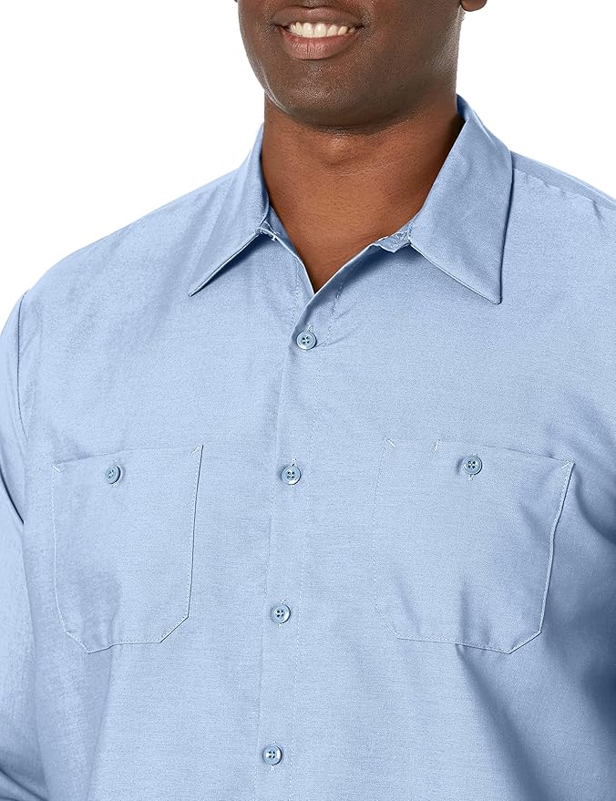 Red Kap Men's Long Sleeve Industrial Work Shirt | Moisture Wicking Button Up, Wrinkle Resistance Fights Fading & Stains