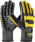 COOLJOB A6 Cut Resistant Anti Vibration Work Gloves Men, TPR Impact Reduce Mittens, Palm Rubber Patch Shock Absorption, M-2XL