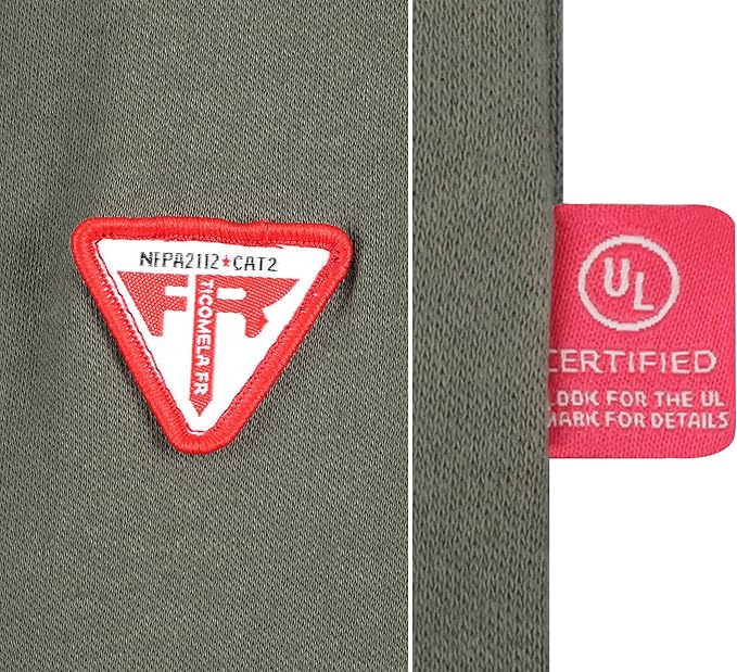 TICOMELA FR Shirts for Men Flame Resistant Shirt NFPA2112/CAT2 7oz Fire Retardant Men's Long Sleeve Henley Shirts