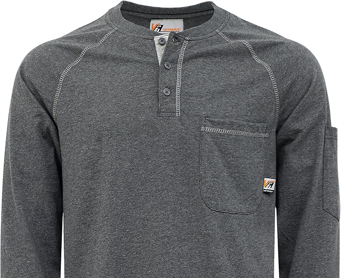 VATRENUS FR Shirts Henley 5.5oz 100% Cotton Flame Resistant Long Sleeve T-Shirts