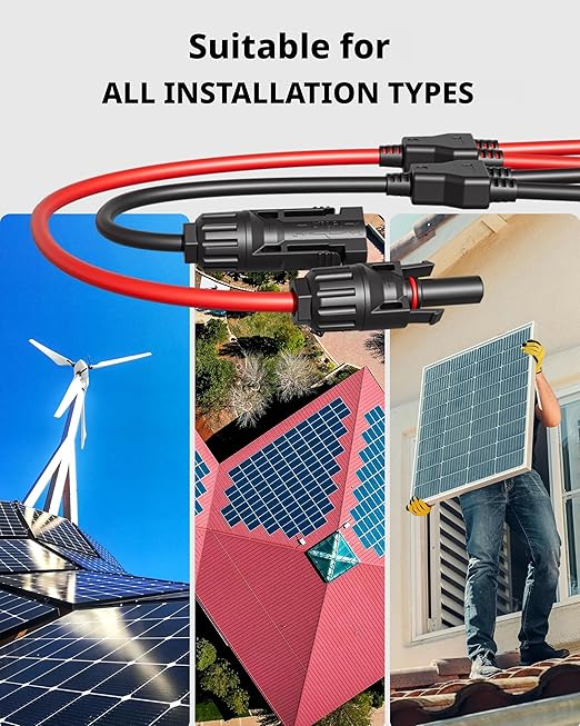 1 Pair Solar Connectors for 2 Solar Panels,Tool-Free Solar Panels Connectors 10awg, Waterproof Solar Panel Splitter, 1 to 2 Y T Branch Parallel Adapter for Solar Cable Extension