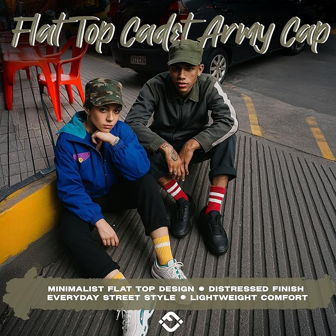 Funky Junque Distressed Military Hat – Newsboy Hats for Women, Short Brim Army Baseball Cap, Womens Cadet Hat Trendy Style