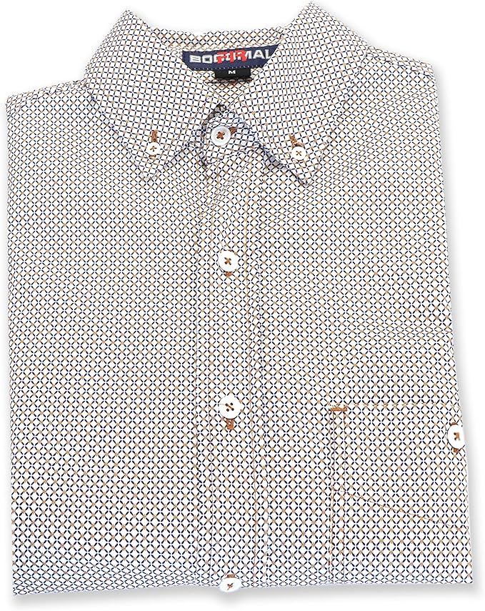 BOCOMAL FR Shirts for Men Printed Plaid Flame Resistant Clothing 6.5oz Cotton Button Up Welding Shirts NFPA2112 CAT2