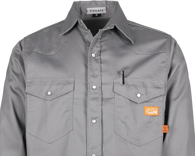 Titicaca FR Shirts for Men 6.5oz Lightweight Flame Resistant Button Down Work Shirt Fire Retardant Welding Shirt