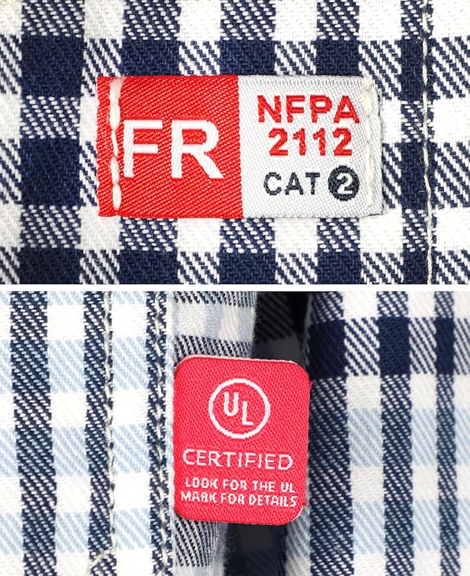 TICOMELA Men’s Mid-Weight FR Welding Shirt, 7.5oz 100% Cotton NFPA 2112 CAT2 – Flame-Resistant Button-Down Work Shirt
