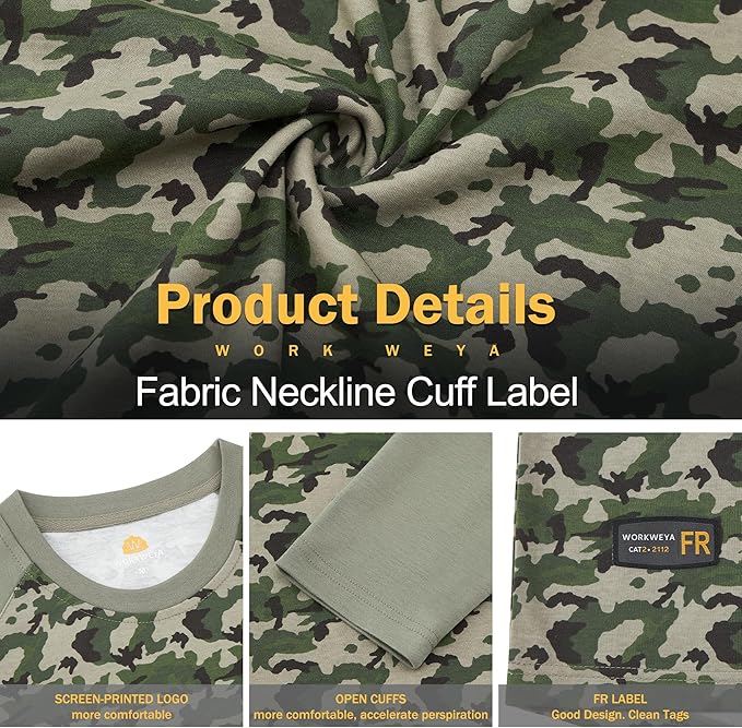 WORKWEYA FR Shirts for Men 5.5OZ Light Weight Welding Flame Resistant Shirts NFPA2112 CAT2