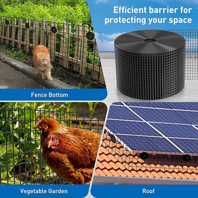 6 inch x 50ft Solar Panel Bird Guard, Wire Mesh Critter Guard for Solar Panels with 50pcs Fasteners, PVC Coated Pigeon Barrier Netting Solar Panel Mesh Screen for Bird Proof Squirrel Fence