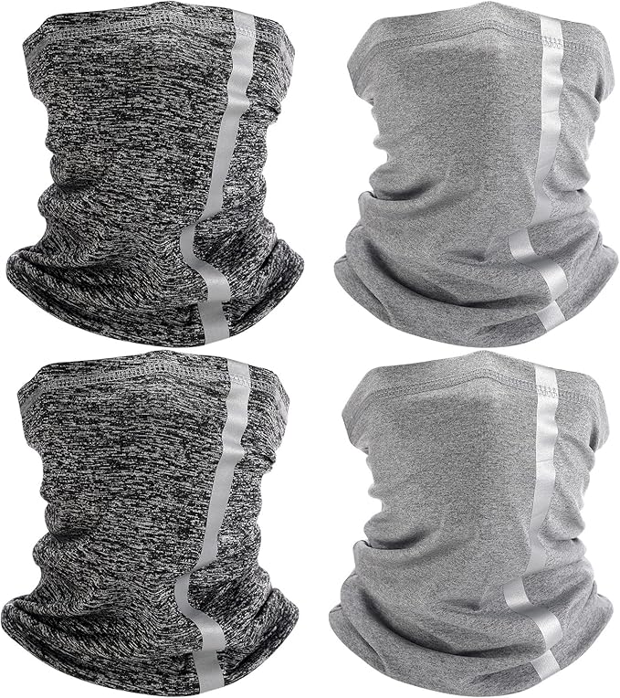 SATINIOR 4 Pcs Neck Gaiter for Men Reflective Face Mask Cover, UV Sun Protection Neon Balaclava Hi Vis Bandana for Work