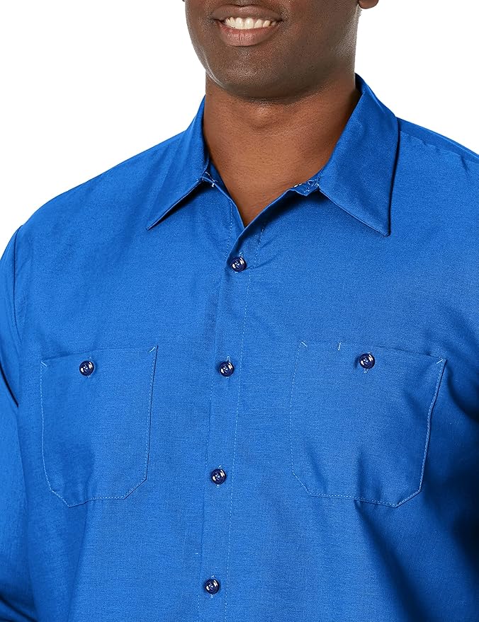 Red Kap Men's Long Sleeve Industrial Work Shirt | Moisture Wicking Button Up, Wrinkle Resistance Fights Fading & Stains