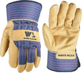 Wells Lamont Men's White Mule Heavy Duty Cowhide Leather Palm Work Gloves, Medium (3300M)