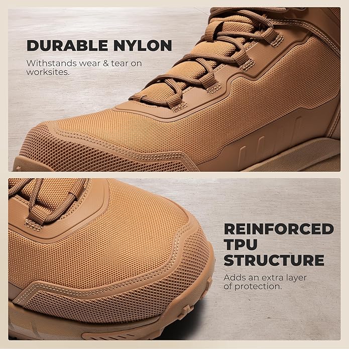 NORTIV 8 Composite Toe Boots for Men ASTM F2413-24 Safety Work Boots Lightweight Anti-Fatigue Non-Slip with Zipper for Warehouse Construction, Terrascope-nano