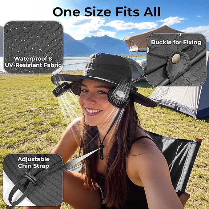 AMACOOL Bucket Hat Fan Pro, Gifts for Father Dad Husband, Fishing Essentials for Men Women, Camping Hiking Beach Gardening
