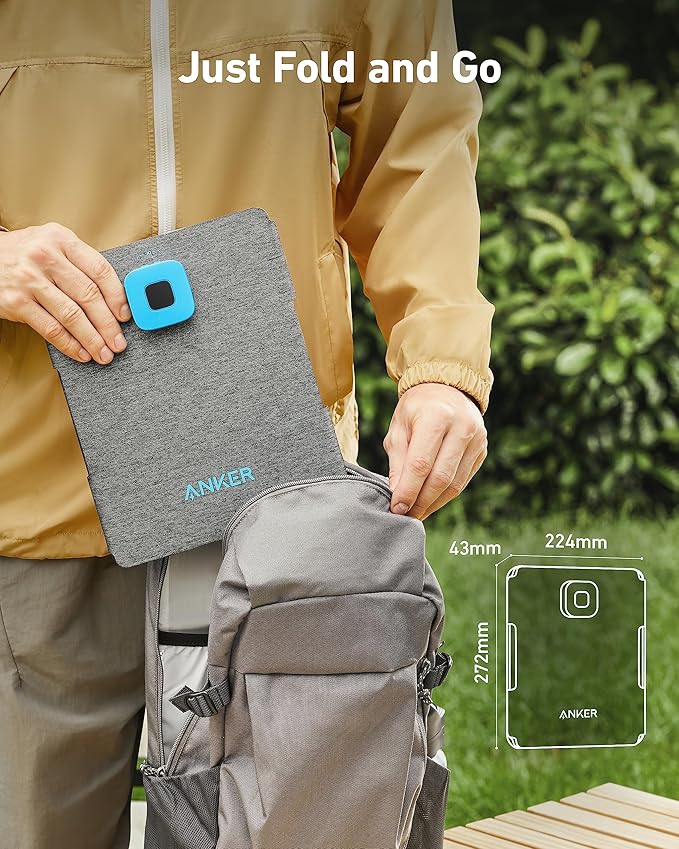 Anker Solix PS30 Solar Panel, 30W Foldable Portable Solar Charger, IP65 Water and Dust Resistance, Ultra-Fast Charging, Charges 2 Devices at Once, for Camping, Hiking, and Outdoor Activities.