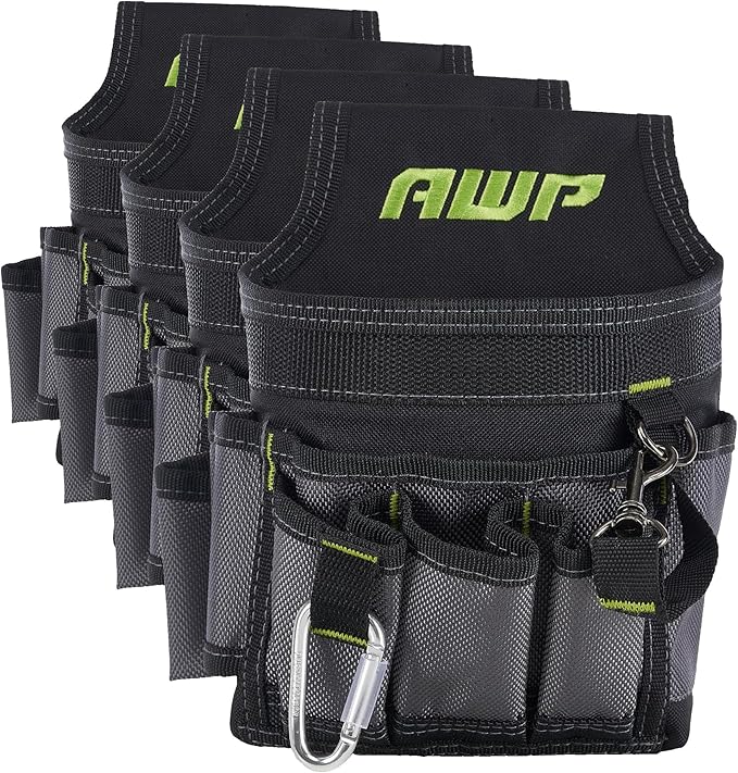 AWP Ballistic Nylon Mini Tool Pouch Multi-Pocket Organizer for Electricians, Professional Tool Box for Efficient Organization, Black/Gray | 1L-23021-2