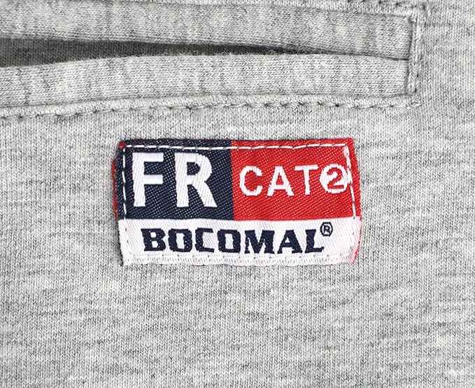 BOCOMAL FR Shirts for Summer Breathable Vented Design 6oz Heather Jersey Flame Resistant Long Sleeve Crew T Shirt