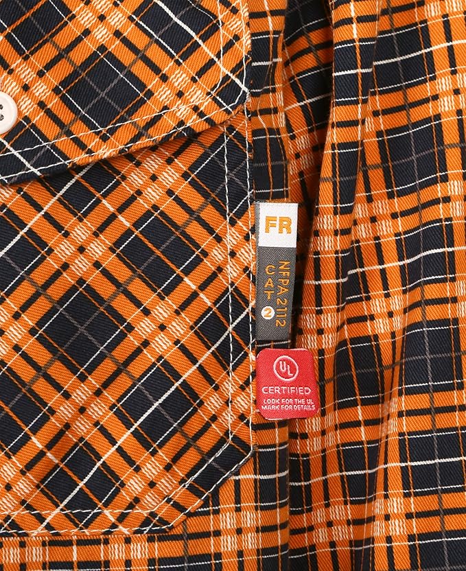 KONRECO FR Shirts for Men 100% Cotton 6.5oz Fire Resistant Lightweight Men's Plaid Work Shirts