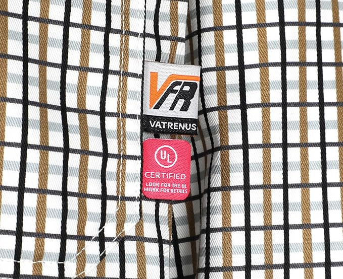 VATRENUS FR Shirts for Men 6.5oz Button Down Flame Resistant 100% Cotton Men's Pre-Washed Fire Retardant Work Shirt