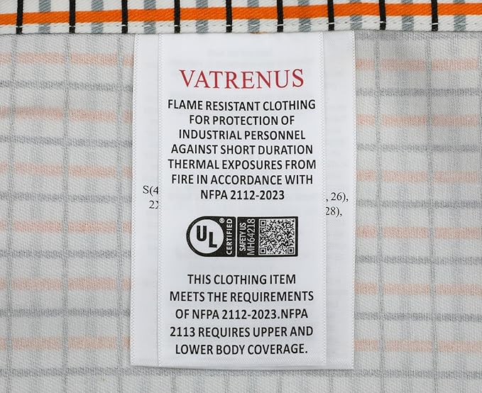 VATRENUS FR Shirts for Men 6.5oz Button Down Flame Resistant 100% Cotton Men's Pre-Washed Fire Retardant Work Shirt