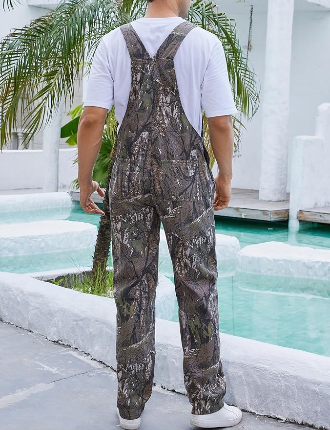 Camo Bibs Overalls for Men Adjustable Straps Work Utility Coveralls Camouflage Jumpsuit