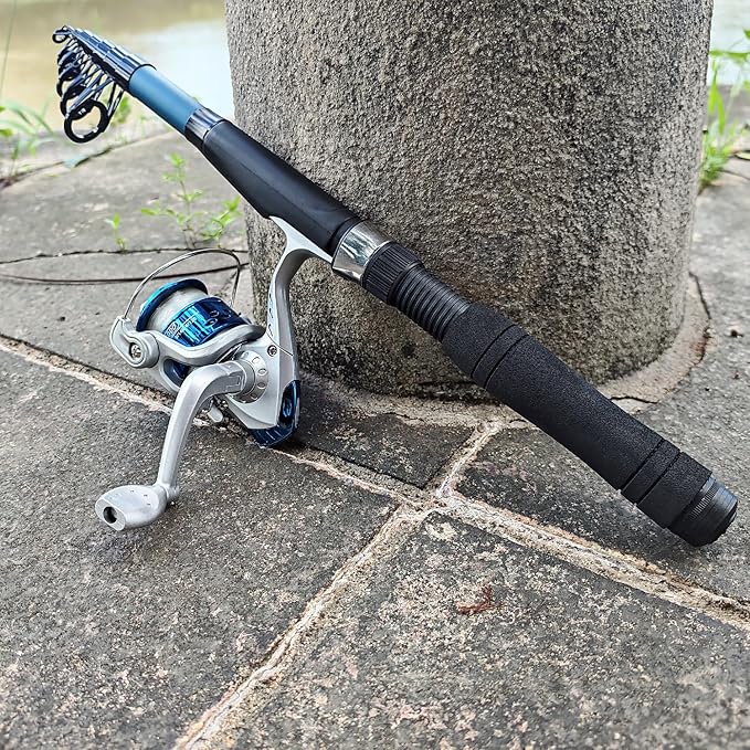 Telescopic Fishing Rod Reel Kit 2PCS 6.89FT Collapsible Pole Spinning Reel Combo with Fishing Lures Fishing Gripper Fishing Pliers Portable Fishing Gear Set for Saltwater Freshwater Travel