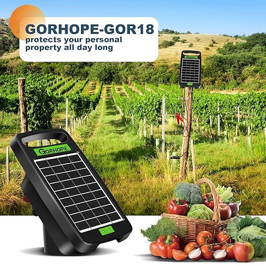 10 Miles Solar Powered Electric Fence Charger,Output 0.18J Electric Fence Charger,24-Hour Uninterrupted Protection Solar Fence Charger,Solar Fence Energizerr That can Work for 14 Days Without Sunlight