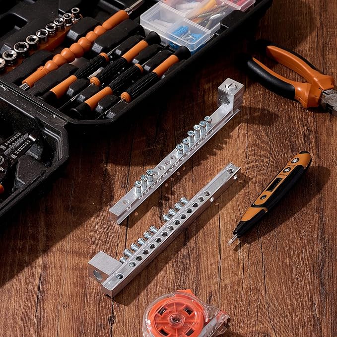 2 Set Ground Bar Kit with 10 Terminal Positions and Ground Lug Bar Aluminum Grounding Lugs for Electrical Connections