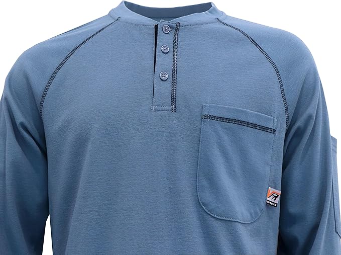 VATRENUS FR Shirts Henley 5.5oz 100% Cotton Flame Resistant Long Sleeve T-Shirts