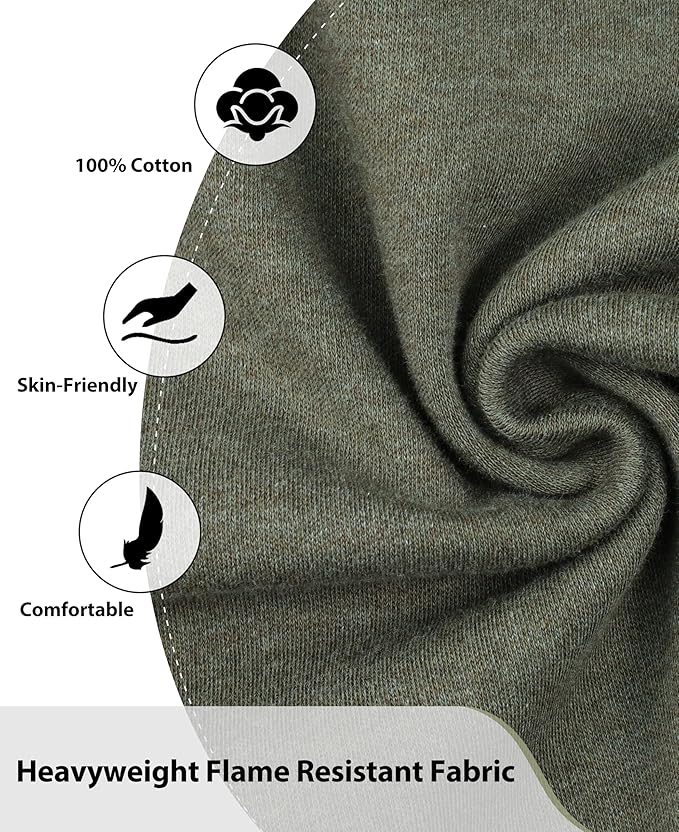 BOCOMAL FR Shirts Flame Resistant Henley Shirt NFPA2112/CAT2 7oz Men's Long Sleeve Fire Retardant Clothing