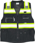Vero1992 Safety Vest Black For Men's Class 2 Heavy Duty Utility Pockets Premium Black Series (X-Large)