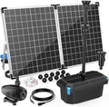 Antfraer 55W Solar Pond Filter, Solar Fountain Pump with Pond Filter Kit Adjustable Flow, Pond Filter Box with Filter Medias for Outdoor Ponds Fish Tank Pool Waterfall Koi Pond Water Features