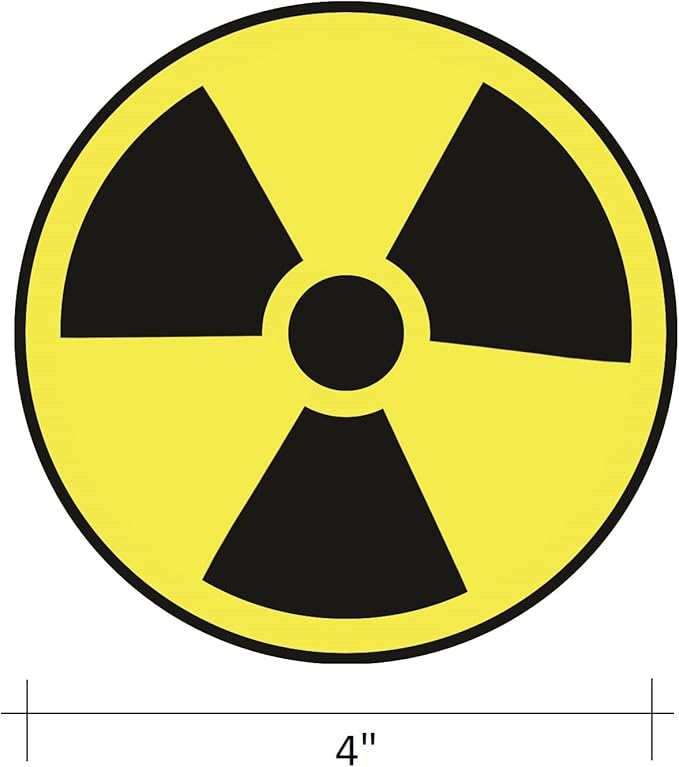 Nuclear Radiation ISO Safety Label Stickers – 4"x4" Vinyl Decals (Pack of 5), Weatherproof for Windows, Cars, Containers, Indoor/Outdoor Use