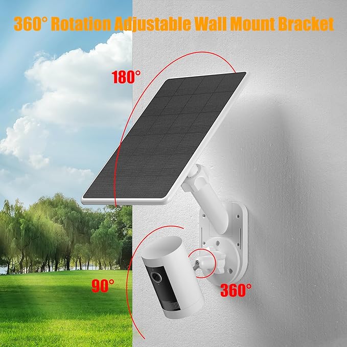 Wall Mount for Cameras and Solar Panels, 2-in-1 Mount Compatible with Ring, Blink, Eufy, Arlo, Wyze, Solar Panel and Cam, with Ring Stick Up Cam/Spotlight Cam/Plus/Pro(Battery), Adjustable Angle