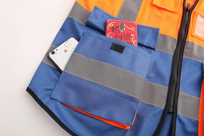 A-SAFETY Orange blue High Visibility Safety Vests Orange&Blue Color Mixed, XXL
