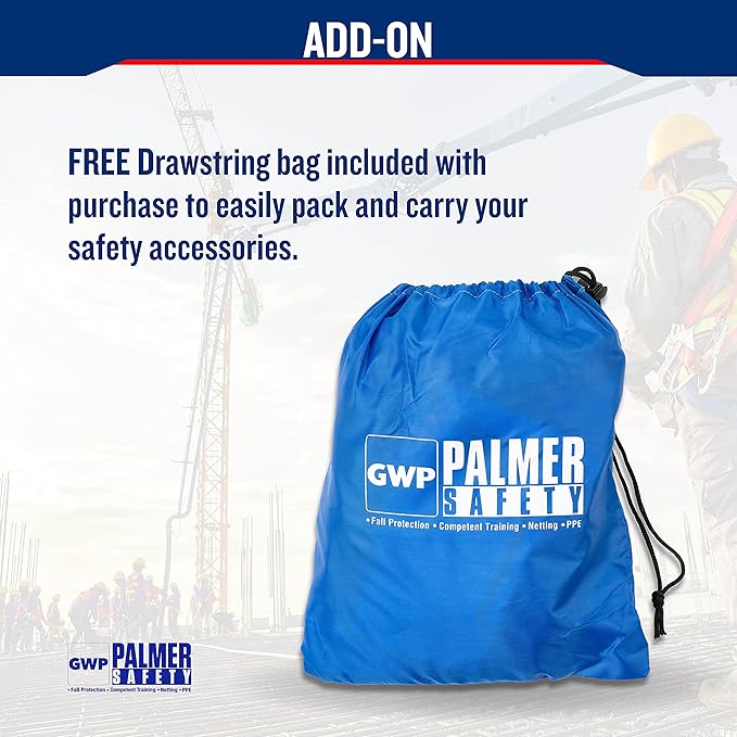 Palmer Safety Safety Harness w/Detachable 6 ft Lanyard I Single Leg Lanyard w/Internal Shock Absorbing & Snap Hook