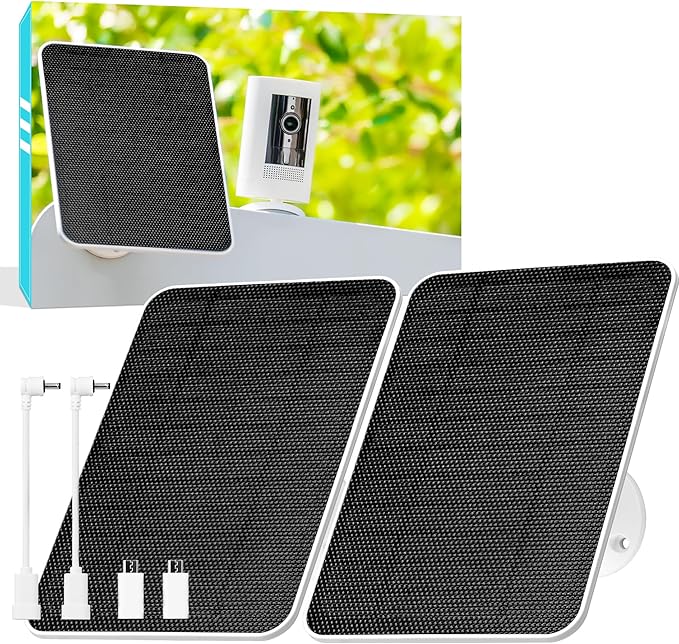 5V Solar Panel for Seucrity Cameres, For Bird Feeder Trail Cam, Ring Tapo Eufy Vicohome Eseecloud, Native USB-C, Micro-USB & DC 3.5mm*1.35mm 9.8 Ft Cable 23% Energy Conversion 180 Days Exchange Policy