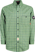 BOCOMAL FR Shirts Flame Resistant NFPA2112/CAT2 6.5oz Light Weight Printed Fire Retardant Plaid Shirt